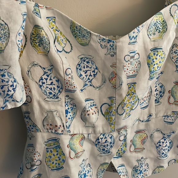 Aritzia Fatale Blouse Sand/Cobalt - Picture 6 of 14